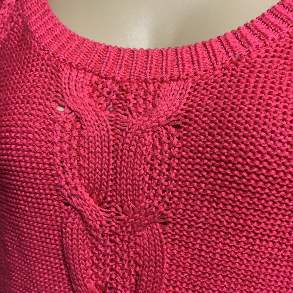 Apt. 9 Sweater Pullover Dark Pink/Red 1X Stretchy Long Sleeve Cable Knit - Picture 15 of 16
